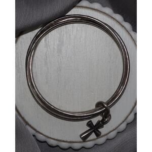 Retired James Avery 925 St.Teresa Cross Bangle Bracelet 41.5G/8in